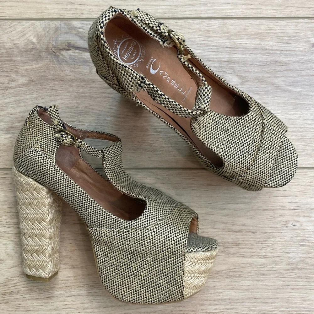 Jeffrey Campbell | Foxy Espadrille | Tweed Jute‎ Platform Heels